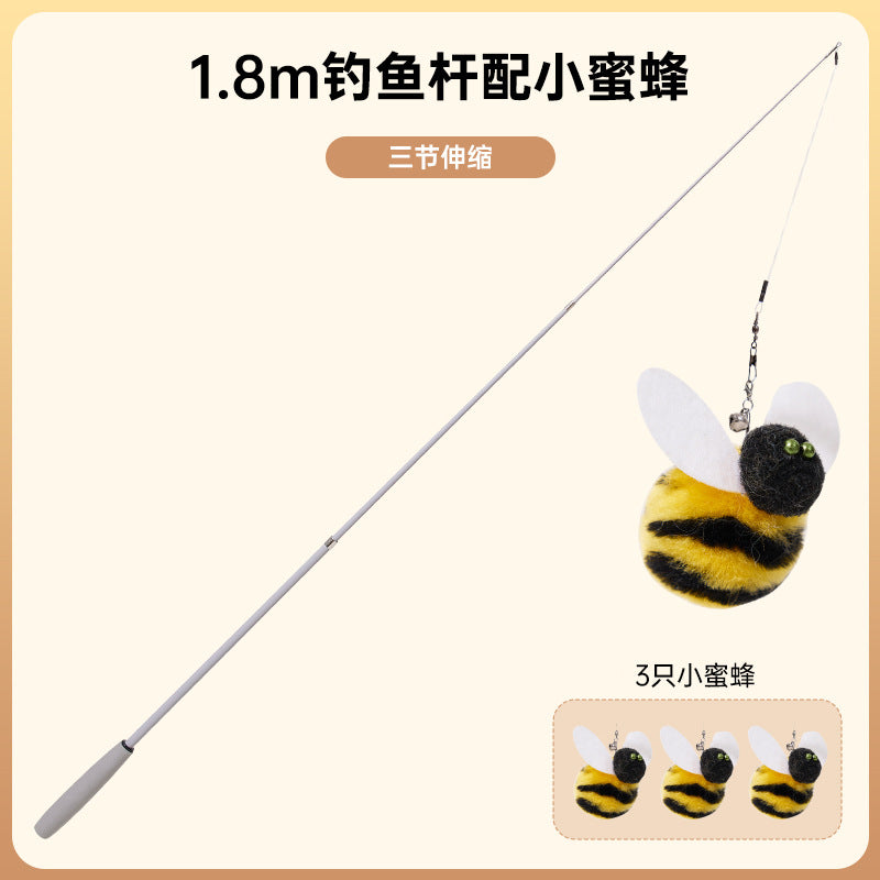 Retractable Bee Fishing-Rod Cat Toy