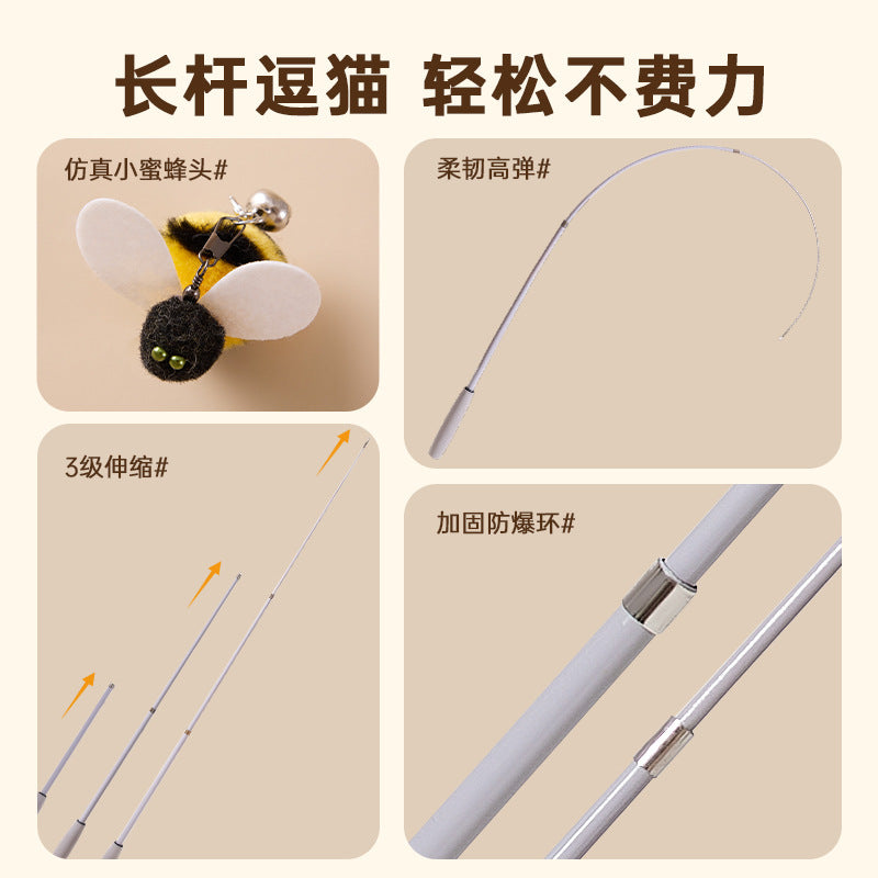 Retractable Bee Fishing-Rod Cat Toy