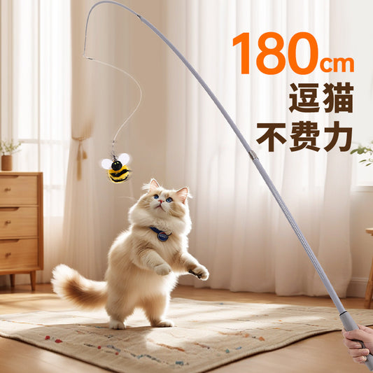 Retractable Bee Fishing-Rod Cat Toy