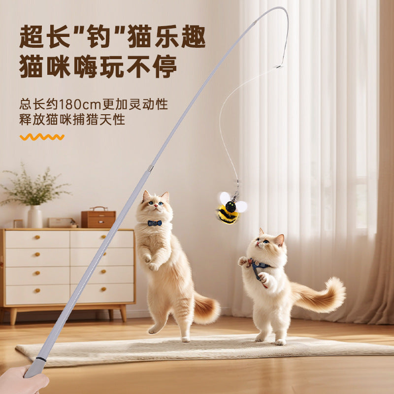 Retractable Bee Fishing-Rod Cat Toy