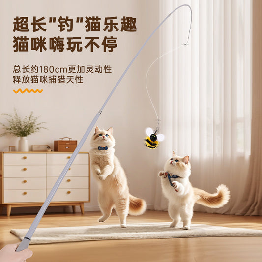 Retractable Bee Fishing-Rod Cat Toy