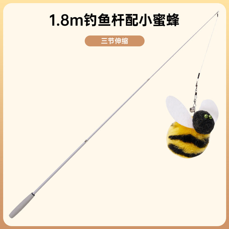 Retractable Bee Fishing-Rod Cat Toy