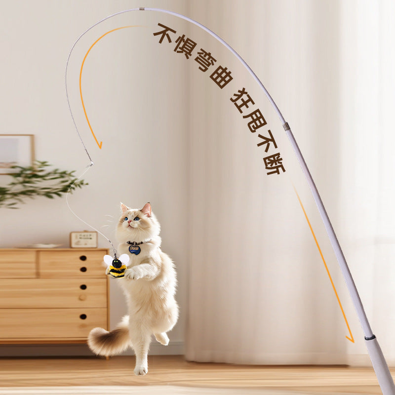 Retractable Bee Fishing-Rod Cat Toy